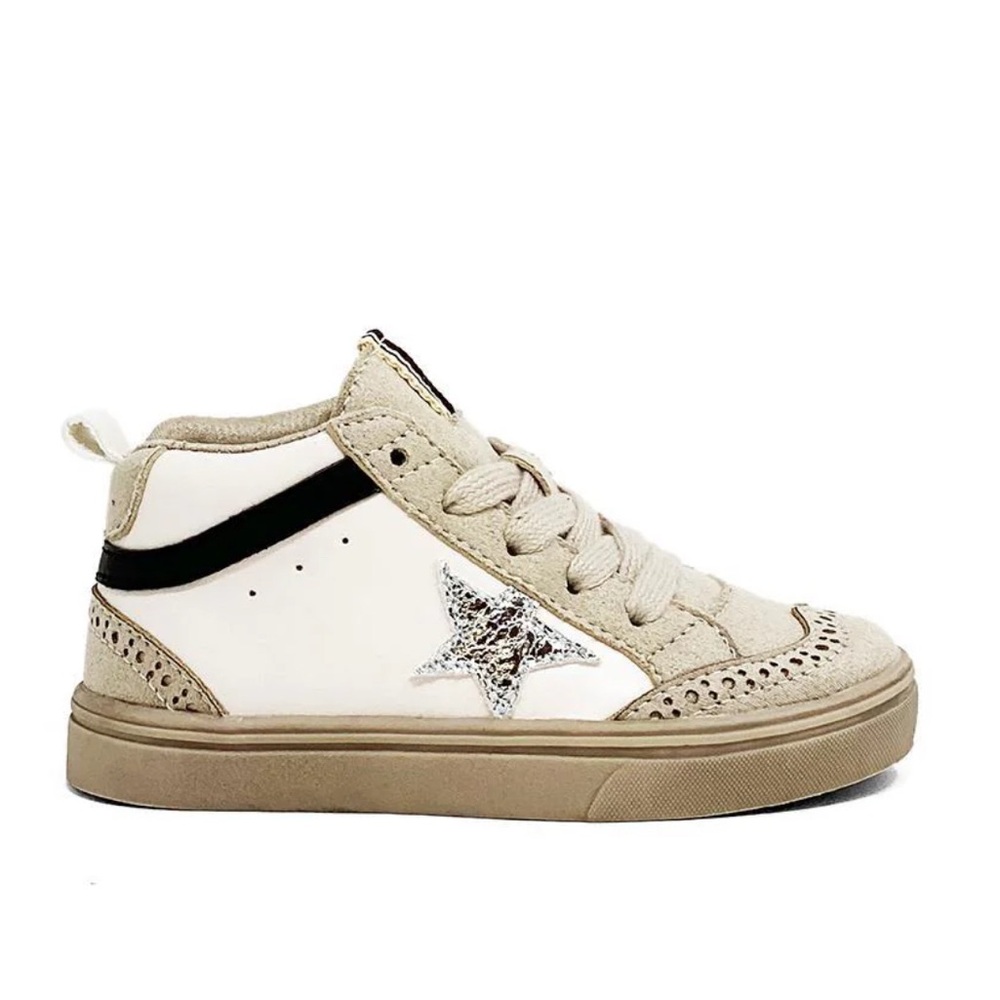 Shu Shop Paulina High Top Sneakers Toddler  Girls Size 7 Silver Star Shoes GG